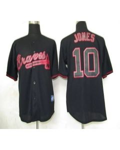 Braves #10 Chipper Jones Black Fashion Stitched MLB Jersey