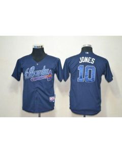 Braves #10 Chipper Jones Blue Cool Base Stitched Youth MLB Jersey