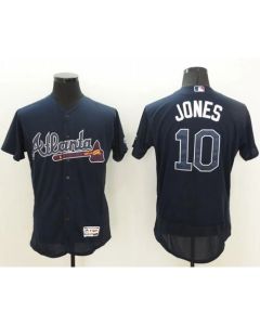 Braves #10 Chipper Jones Navy Blue Flexbase Authentic Collection Stitched MLB Jersey
