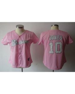 Braves #10 Chipper Jones Pink Women's Fashion Stitched MLB Jersey