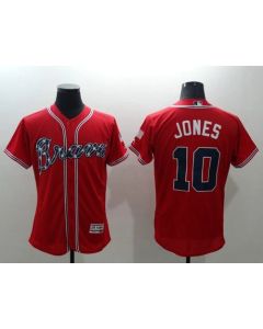 Braves #10 Chipper Jones Red Flexbase Authentic Collection Stitched MLB Jersey