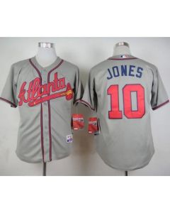 Braves #10 Chipper Jones Stitched Grey MLB Jersey