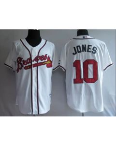 Braves #10 Chipper Jones Stitched White MLB Jersey