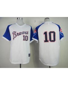 Braves #10 Chipper Jones White 1974 Throwback Stitched MLB Jersey