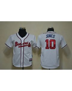 Braves #10 Chipper Jones White Cool Base Stitched Youth MLB Jersey