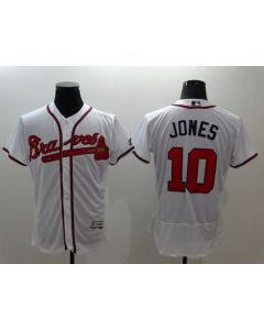 Braves #10 Chipper Jones White Flexbase Authentic Collection Stitched MLB Jersey