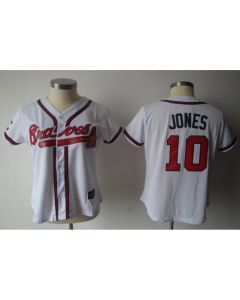 Braves #10 Chipper Jones White Women's Fashion Stitched MLB Jersey