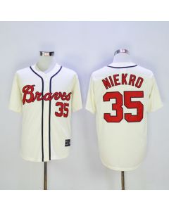Braves #35 Phil Niekro Cream Throwback Stitched MLB Jersey