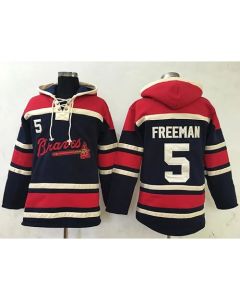 Braves #5 Freddie Freeman Navy Blue Sawyer Hooded Sweatshirt MLB Hoodie