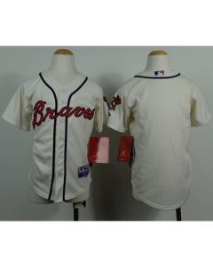 Braves Blank Cream Cool Base Stitched Youth MLB Jersey