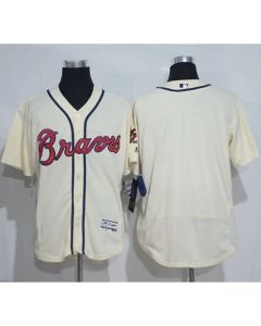 Braves Blank Cream Flexbase Authentic Collection Stitched MLB Jersey
