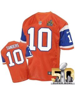Broncos #10 Emmanuel Sanders Orange Throwback Super Bowl 50 Men's Stitched NFL Elite Jersey