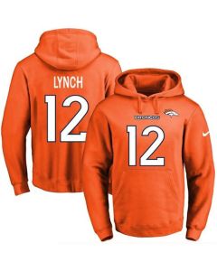 Broncos #12 Paxton Lynch Orange Name & Number Pullover NFL Hoodie