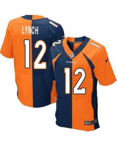 Broncos #12 Paxton Lynch Orange/Navy Blue Men's Stitched NFL Elite Split Jersey