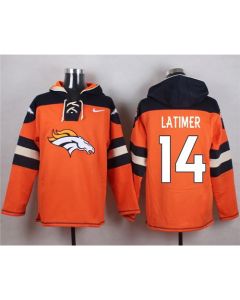 Broncos #14 Cody Latimer Orange Player Pullover NFL Hoodie