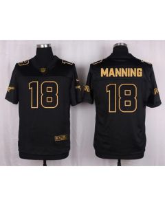 Broncos #18 Peyton Manning Black Men's Stitched NFL Elite Pro Line Gold Collection Jersey