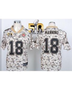 Broncos #18 Peyton Manning Camo USMC Super Bowl 50 Men's Stitched NFL Elite Jersey