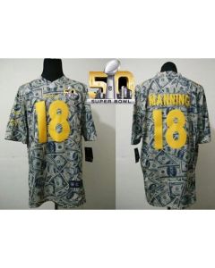 Broncos #18 Peyton Manning Dollar Fashion Super Bowl 50 Men's Stitched NFL Elite Jersey