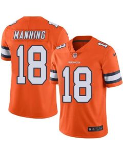 Broncos #18 Peyton Manning Orange Men's Stitched NFL Limited Rush Jersey