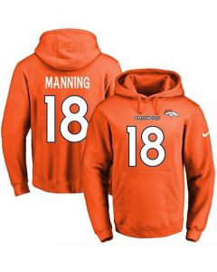 Broncos #18 Peyton Manning Orange Name & Number Pullover NFL Hoodie