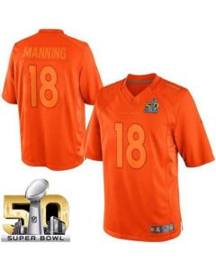 Broncos #18 Peyton Manning Orange Super Bowl 50 Men's Stitched NFL Drenched Limited Jersey