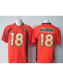 Broncos #18 Peyton Manning Orange Team Color Super Bowl 50 Collection Men's Stitched NFL Elite Jersey