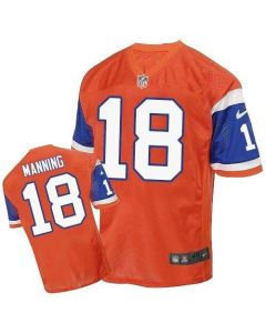 Broncos #18 Peyton Manning Orange Throwback Men's Stitched NFL Elite Jersey