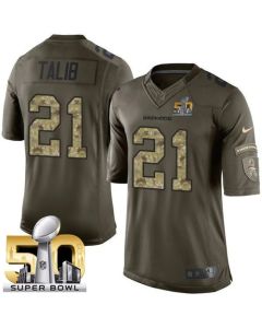 Broncos #21 Aqib Talib Green Super Bowl 50 Men's Stitched NFL Limited Salute To Service Jersey