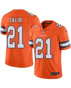 Broncos #21 Aqib Talib Orange Men's Stitched NFL Limited Rush Jersey