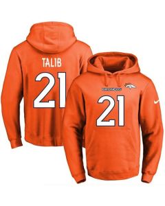Broncos #21 Aqib Talib Orange Name & Number Pullover NFL Hoodie
