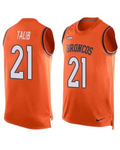 Broncos #21 Aqib Talib Orange Team Color Men's Stitched NFL Limited Tank Top Jersey