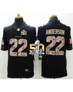 Broncos #22 C.J. Anderson Black Super Bowl 50 Men's Stitched NFL Limited Salute to Service Jersey