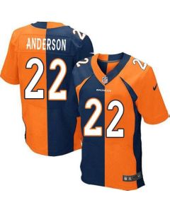 Broncos #22 C.J. Anderson Orange/Navy Blue Men's Stitched NFL Elite Split Jersey
