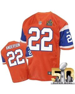 Broncos #22 C.J. Anderson Orange Throwback Super Bowl 50 Men's Stitched NFL Elite Jersey