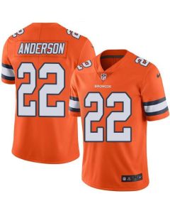 Broncos #22 C.J. Anderson Orange Youth Stitched NFL Limited Rush Jersey