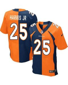 Broncos #25 Chris Harris Jr Orange/Navy Blue Men's Stitched NFL Elite Split Jersey