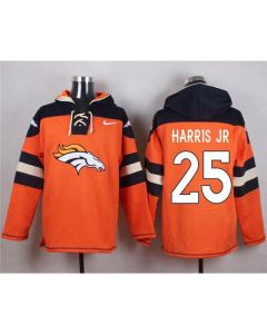 Broncos #25 Chris Harris Jr Orange Player Pullover NFL Hoodie