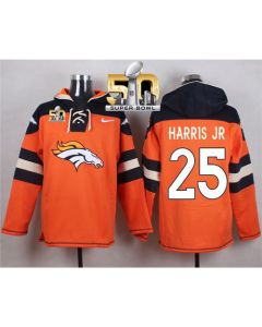 Broncos #25 Chris Harris Jr Orange Super Bowl 50 Player Pullover NFL Hoodie