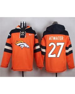 Broncos #27 Steve Atwater Orange Player Pullover NFL Hoodie