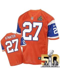 Broncos #27 Steve Atwater Orange Throwback Super Bowl 50 Men's Stitched NFL Elite Jersey