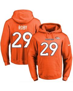 Broncos #29 Bradley Roby Orange Name & Number Pullover NFL Hoodie