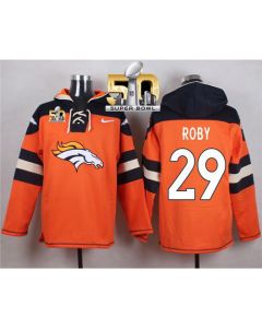 Broncos #29 Bradley Roby Orange Super Bowl 50 Player Pullover NFL Hoodie
