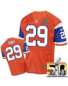 Broncos #29 Bradley Roby Orange Throwback Super Bowl 50 Men's Stitched NFL Elite Jersey