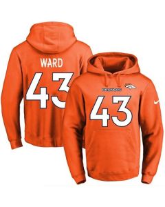 Broncos #43 T.J. Ward Orange Name & Number Pullover NFL Hoodie