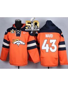 Broncos #43 T.J. Ward Orange Super Bowl 50 Player Pullover NFL Hoodie