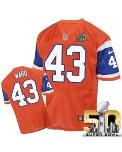 Broncos #43 T.J. Ward Orange Throwback Super Bowl 50 Men's Stitched NFL Elite Jersey