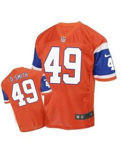Broncos #49 Dennis Smith Orange Men's Stitched NFL Elite Throwback Jersey