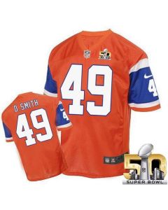 Broncos #49 Dennis Smith Orange Super Bowl 50 Men's Stitched NFL Elite Throwback Jersey