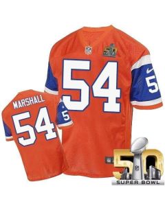 Broncos #54 Brandon Marshall Orange Throwback Super Bowl 50 Men's Stitched NFL Elite Jersey