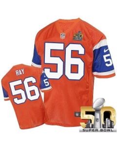 Broncos #56 Shane Ray Orange Throwback Super Bowl 50 Men's Stitched NFL Elite Jersey